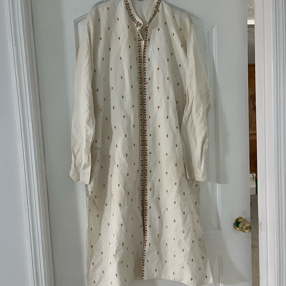 Men Kurta Panjabi Cream Embroidered size42